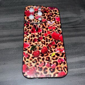 Cheetah print & Cherry IPhone 13 Pro case